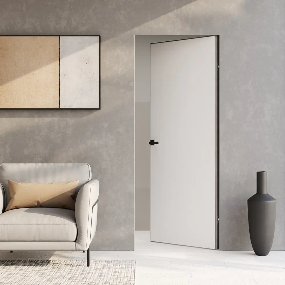 Фото 7 Дверь межкомнатная глухая Invisible 90x200 см грунт левое открывание цвет белый с замком Фото 7 Дверь межкомнатная глухая Invisible 90x200 см грунт левое открывание цвет белый с замком