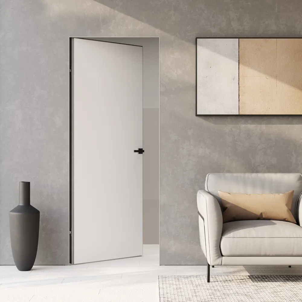 Фото 7 Дверь межкомнатная глухая Invisible 60x200 см грунт цвет белый с замком Фото 7 Дверь межкомнатная глухая Invisible 60x200 см грунт цвет белый с замком