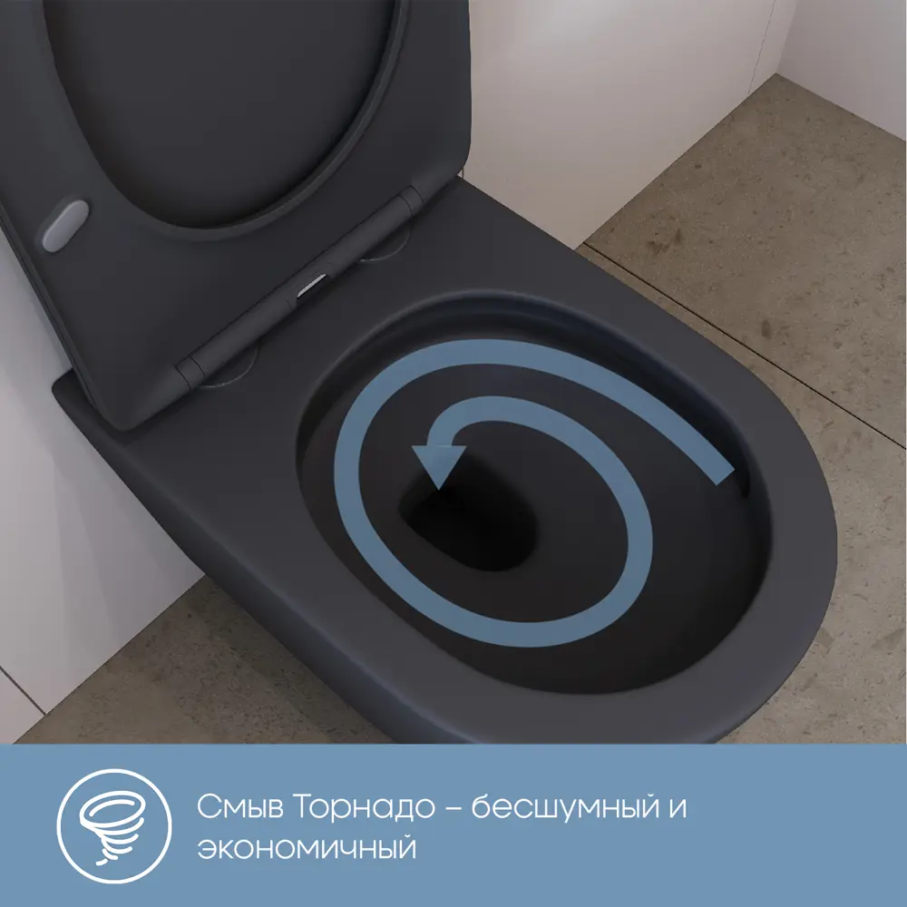 Фото 15 Инсталляция GROHE Solido 5 в 1 QuickFix с клавишей смыва Arena Cosmopolitan (39702000) и унитаз Long 520*365 Vortex Soft-Close черный матовый конус