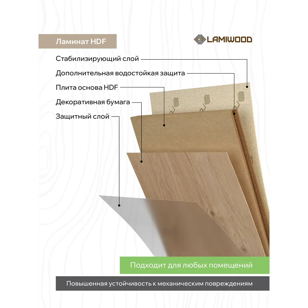 Фото 3 Ламинат Lamiwood Select Дуб Медовый 34 класс толщина 8 мм с фаской 1.90 м² цена за упаковку
