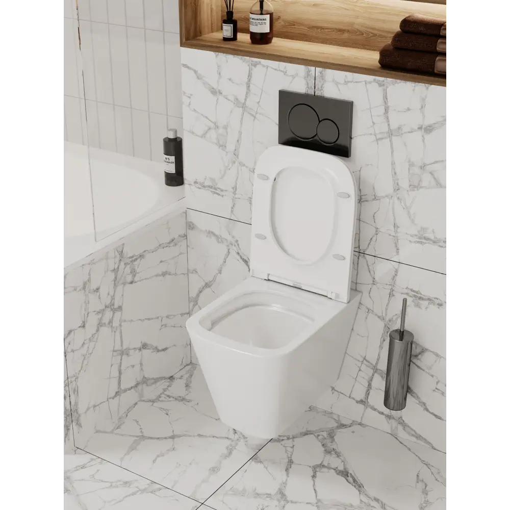 Фото 17 Комплект 3 в 1 инсталляция Grohe Rapid SL с подвесным унитазом Enio Binario BB3103CHR/SC кнопка хром 500496