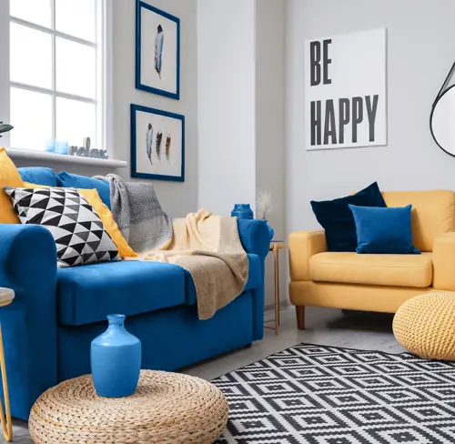 Яркий текстиль в интерьере.