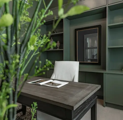 Стильный изумрудный кабинет.