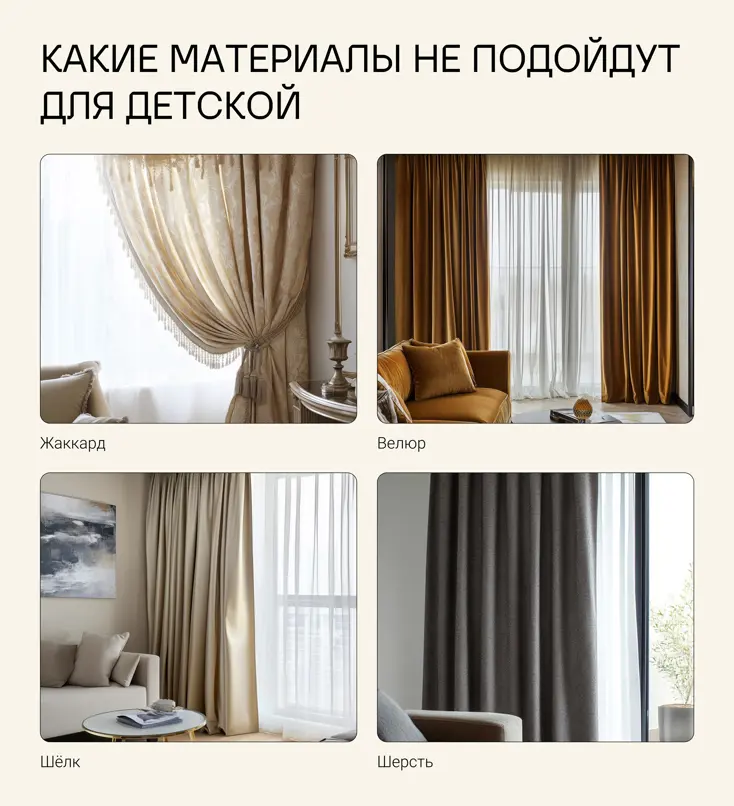 Какой материал выбрать для штор в детскую