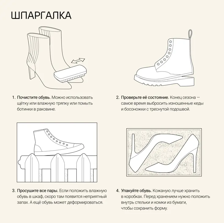 Шпаргалка: как подготовить обувь к хранению