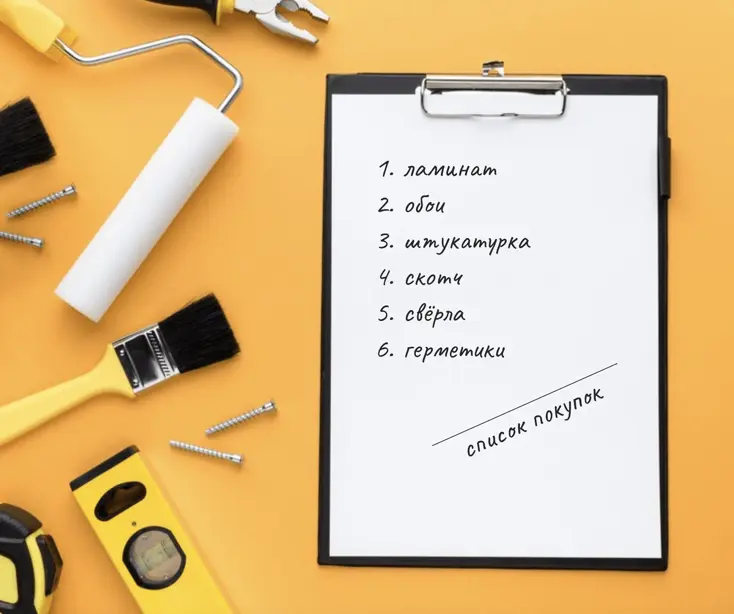 Перед ремонтом составьте список покупок.