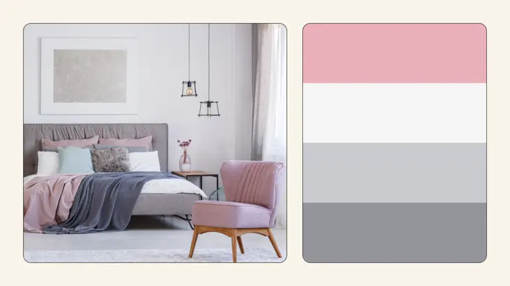 Микс серого и розового в современном дизайне.