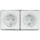 Розетка двойная накладная влагозащищённая Schneider Electric Mureva Styl с заземлением с крышкой и шторками IP55 белый