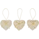 Елочная игрушка "Сердечки" 9x9x8 см ткань бежевый 3 шт.