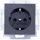 Розетка ABB BJB Basic 55 Шато с заземлением цвет чёрный