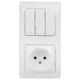 Блок выключатель с розеткой встраиваемый Schneider Electric Glossa 3 клавиши, без заземления, цвет белый