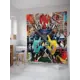 Штора для ванной JoyArty Музыкальное граффити из ткани, 180x200 см с крючками