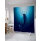 Штора для ванной JoyArty Отчаянная русалка из ткани, 180x200 см с крючками