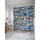 Штора для ванной JoyArty Стена из радужных камней из ткани, 180x200 см с крючками