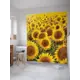 Штора для ванной JoyArty Поле подсолнухов, 180x200 см с крючками