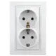 Розетка Intro 1-205-01 2X2P+E Schuko, 16А-250В, IP20, СУ, Plano, белый (10/100/1400)