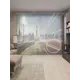 Тюль на шторной ленте Лондонский час 310х265 см рисунок природный цвет зеленый