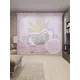 Тюль на шторной ленте Милый кот в очках 310х265 см цвет розовый