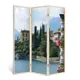 Ширма перегородка для комнаты деревянная "Озеро Гарда" двухсторонняя с картинкой (города) 3 створки кремовый дуб 176х140 см 11 кг
