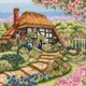 Алмазная мозаика 30х30 см Домик с розами (32 цвета)