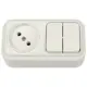 Блок выключатель с розеткой накладные Bylectrica Вариант 2В-РЦ-7121 2 клавиши без заземления цвет бежевый
