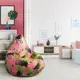 Мягкое кресло-мешок Mypuff b_557 XXXL Стандарт, большой хлопок, цветы розовые