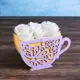 Кашпо деревянное 18.3x8.1x11 см уникальное Чашечка чая цветочный жёлтый сиреневый
