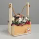 Кашпо деревянное с ручкой из веревки "Дед Мороз" 15x8x8 см