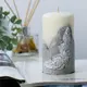 Свеча интерьерная Simaland на бетоне "Цветочный узор" 7x12.5 см, белая