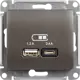 Розетка USB A+С встраиваемая Systeme Electric Glossa цвет графит