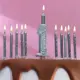Набор свечей для торта (2 в 1) серебряный узор Цифра "1"+Свечи "С Днём Рождения" 10 шт