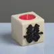 Свеча в деревянном подсвечнике Куб Иероглифы Счастье 6x6x6 см аромат вишни