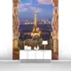 Фотообои флизелиновые Первое ателье 200x265 см Вид с балкона на ночной Париж и Эйфелеву башню pw94475-2