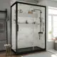 Душевой уголок Stworki 413887 прямой 110х80см черный профиль эффект стекла прозрачный