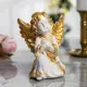 Сувенир "Ангел сидящий" 17 см, белый с золотом