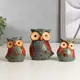 Набор сувениров интерьерных 3 шт "Семейка сов" голубые с красным 11.5x9.7x4.7 см