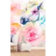 Фотообои флизелиновые Bartonwall 200x270 см Акварель цветы Лошадь
