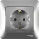 Розетка встраиваемая Systeme Electric Glossa с заземлением в сборе цвет алюминий