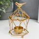 Подсвечник Simaland на 1 свечу "Золотая клетка-фонарь с птицей" 14x9x9 см