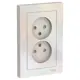 Розетка двойная Schneider Electric Atlas ATN000422 без заземления со шторкой цвет жемчуг