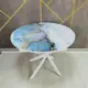 Кухонный стол круглый Мекко 100-130x75x100 см ЛДСП цвет светло-голубой
