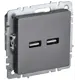 Розетка USB встраиваемая IEK Brite РЮ10-1-БрС цвет сталь