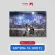 Картина на деревянном подрамнике Первое ателье "Девушка с мотоциклом над ночным городом" 40x60 см