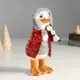 Фигура декоративная Гусь в пуховике с капюшоном со скрипкой 9491484 Simaland 21 см цвет красный