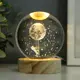 Сувенир с подсветкой "Дотянуться до луны" d-8 см подставка дерево, USB 8x8x9.5 см