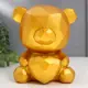 Копилка "Медвежонок с сердцем" золотой 14.5x14x17 см