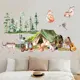 Наклейка пластик интерьерная цветная "Палатка в лесу со зверятами" 30x90 см