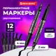 Маркер перманентный (нестираемый) Brauberg 880246, черный двусторонний (2 мм и 4 мм) Комплект 12 штук