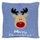 Декоративная подушка Славянский текстиль New Year 5010918/Deer friend, 38x38 см цвет синий, коричневый