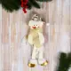 Елочная игрушка Снеговик в костюмчике с узором геометрия длинные ножки Зимнее волшебство 9692651 25 см х 25 см жёлтый/золотой